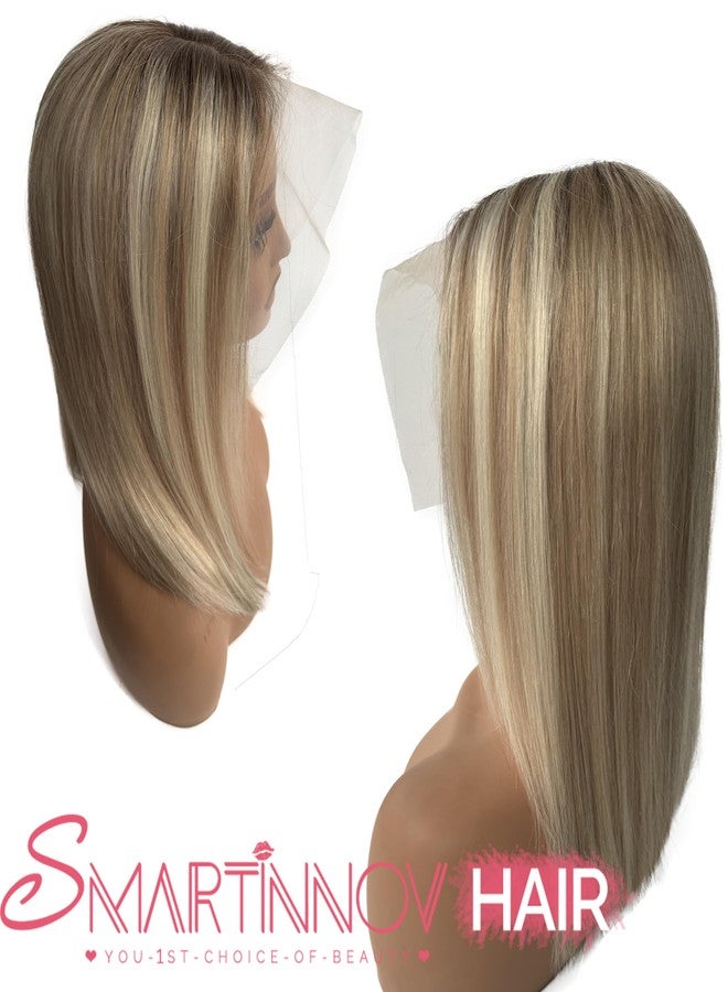 Smartinnov Balayage Blonde Bob Wig Human Hair 13x6 HD Transparent Lace Wigs 10 Inch Platimun Blonde Highlight Virgin Hair Middle Part 180% Density Pre Plucked Short Bob Wigs for Women Tiny Knots - Image 2